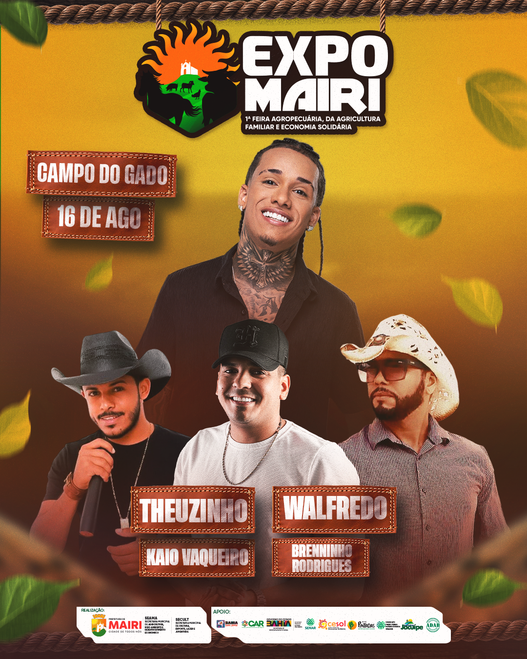 Prefeitura divulga cartaz oficial dos shows da EXPO MAIRI 2025